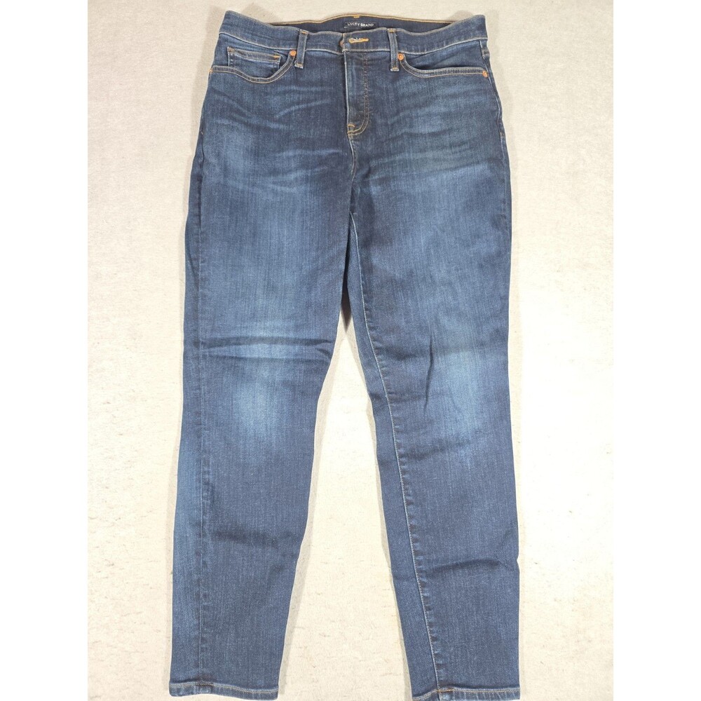 Lucky Brand Ava Mid Rise Skinny Ankle Jeans Womens 32x27 Dark Wash Whiskered